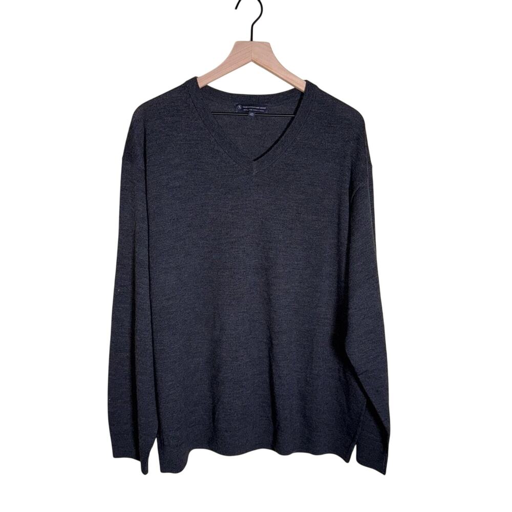 HART SCHAFFNER Marx Men's Charcoal Merino Wool VNeck Sweater 2XB